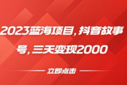 2023蓝海项目，抖音故事号，三天变现2000，揭秘