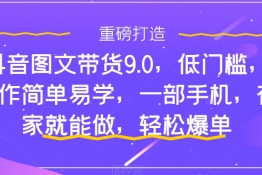 抖音图文带货9.0，低门槛，操作简单易学，一部手机，在家就能做，轻松爆单