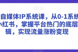 美学自媒体IP系统课，从0-1系统学习小红书，掌握平台热门的底层逻辑，流量涨粉变