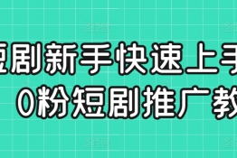 短剧新手快速上手课，0粉短剧推广教程，揭秘