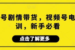 视频号剧情带货，视频号电商培训，新手必看，点击